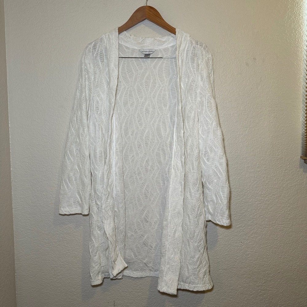 Christopher & Banks L Long Cardigan White Beach Flowly Boho Festival Oversized‎